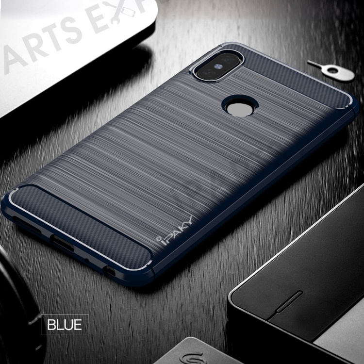 

IPAKY Carbon Fiber Texture Brushed TPU Cover Case for Xiaomi Redmi Note 5 Pro (Dual Camera)/Redmi Note 5 - Dark Blue, Xiaomi Redmi Note 5 Pro (For India, Dual Camera:12MP+5MP)