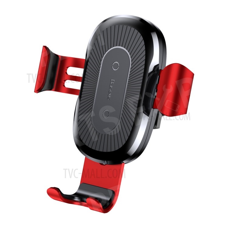 

BASEUS Wireless Charging Mount Car Air Vent Gravity Phone Cradle for iPhone X/8/8 Plus Etc. (Not Support FOD Function) - Red, iPhone X