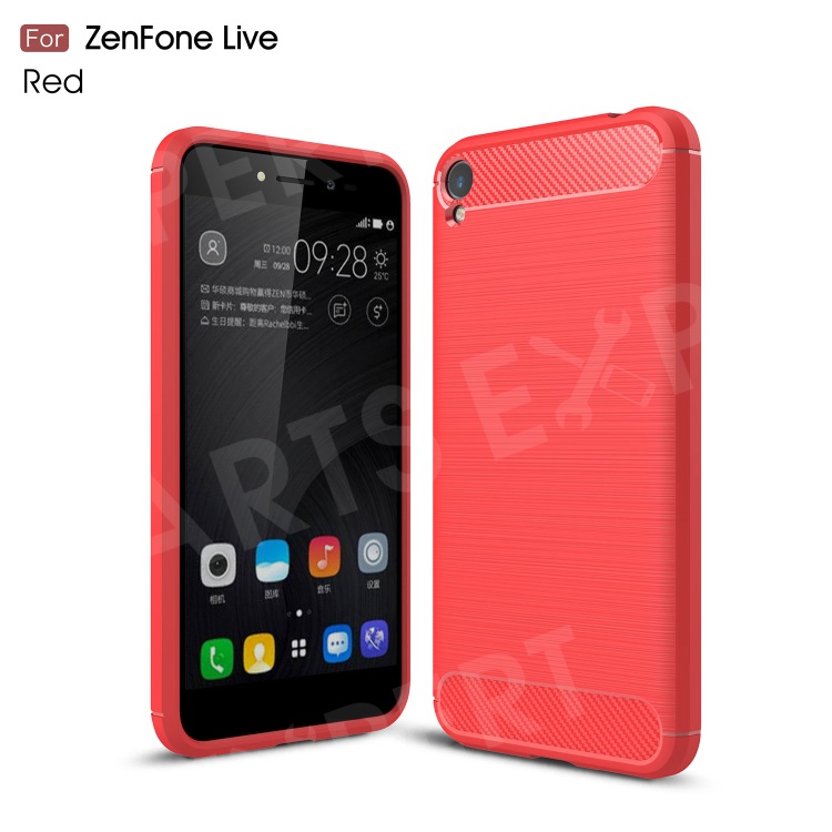 

Carbon Fiber Texture Brushed TPU Phone Cover for Asus Zenfone Live ZB501KL - Red, Asus Zenfone Live ZB501KL