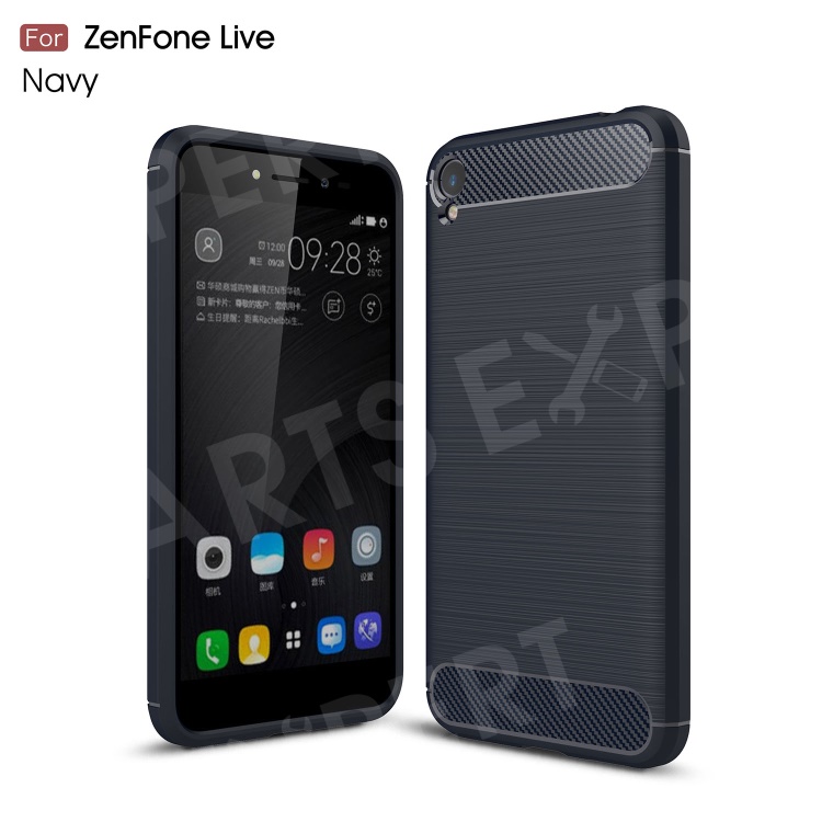 

For Asus Zenfone Live ZB501KL Carbon Fiber Texture Brushed TPU Case Shell - Dark Blue, Asus Zenfone Live ZB501KL