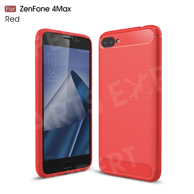 

Carbon Fiber Texture Brushed TPU Mobile Phone Shell for Asus Zenfone 4 Max ZC520KL - Red, Asus Zenfone 4 Max ZC520KL