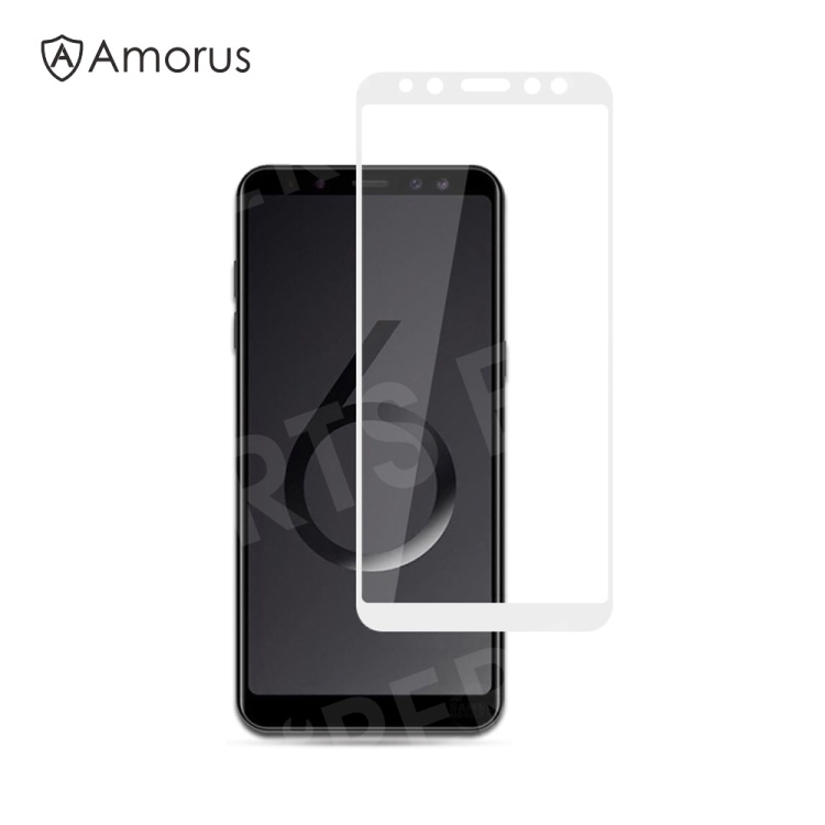 

AMORUS for Samsung Galaxy A6 Plus (2018) 9H Silk Printing Full Size Full Glue Tempered Glass Anti-explosion Screen Protective Film - White, Galaxy A6+ (2018)