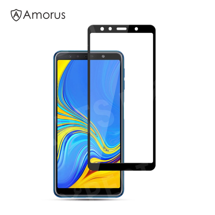 

AMORUS Full Glue Tempered Glass Full Screen Shield Anti-scratches for Samsung Galaxy A7 (2018) - Black, Galaxy A7 (2018)