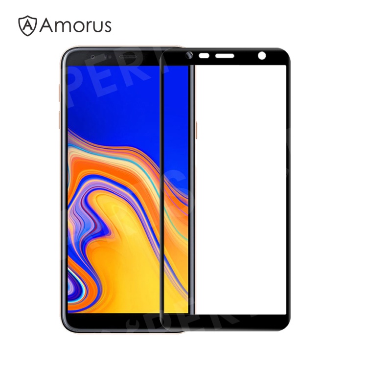 

AMORUS Silk Printing Full Size 9H Tempered Glass [Full Glue] Anti-explosion Screen Protector for Samsung Galaxy J6+ (2018) - Black, Galaxy J6+