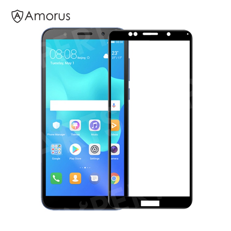 

AMORUS Full Glue Silk Printing Tempered Glass Full Screen Protector for Huawei Y5 (2018) / Y5 Prime (2018) / Honor 7s / Play 7 - Black, Huawei Y5 Prime (2018)