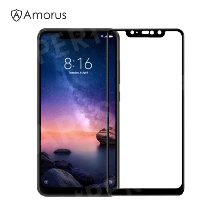 

AMORUS for Xiaomi Redmi Note 6 Pro Tempered Glass Protector [Full Screen Covering] [Full Glue] [9H] [Anti-explosion] - Black, Xiaomi Redmi Note 6 Pro