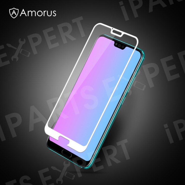 

AMORUS Tempered Glass Full Size Screen Film [Full Glue] [9H] [Anti-explosion] for Huawei Honor 10 - White, Huawei Honor 10