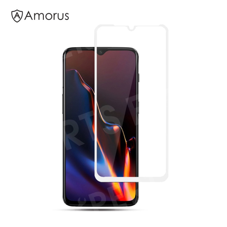 

AMORUS for OnePlus 6T [9H] [Silk Printing] Full Coverage] Tempered Glass Screen Shield [Full Glue] - White, OnePlus 6T