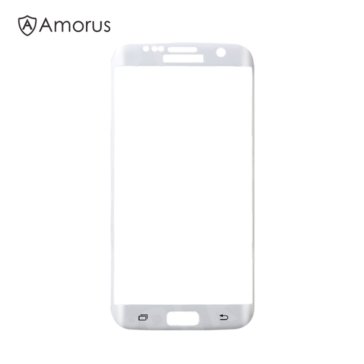 

AMORUS for Samsung Galaxy S7 edge G935 Silk Print Full Size Curved Tempered Glass Screen Protector - White, Galaxy S7 edge