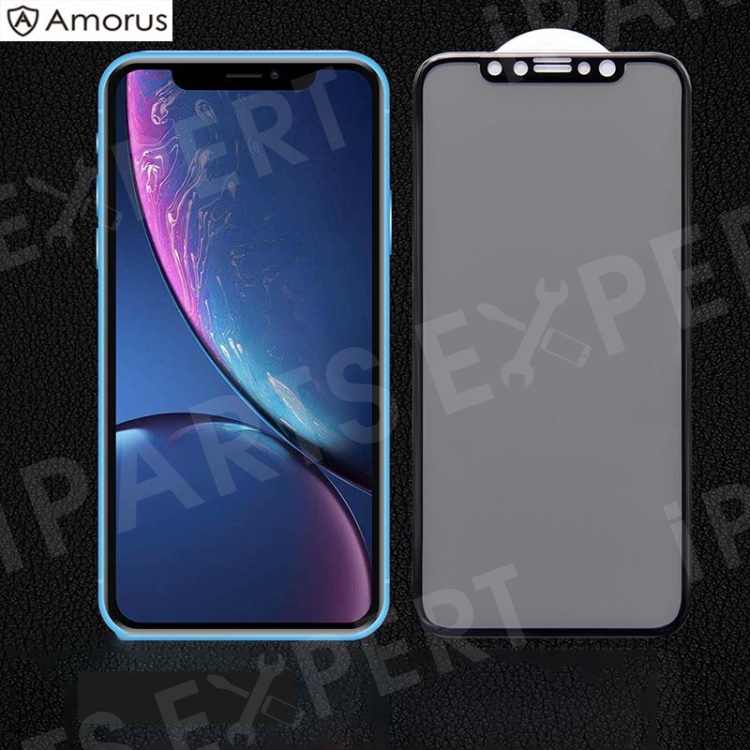 

AMORUS for iPhone 11 6.1 inch (2019) / XR 6.1 inch 9H 3D 0.3mm [Anti-spy] Curved Tempered Glass Full Screen Protector - Black, iPhone XR 6.1 inch