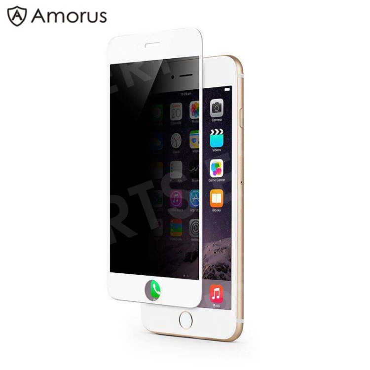 

AMORUS for iPhone 6s/6 9H 3D 0.3mm [Anti-spy] Curved Tempered Glass Full Screen Protector - White, iPhone 6s 4.7-inch