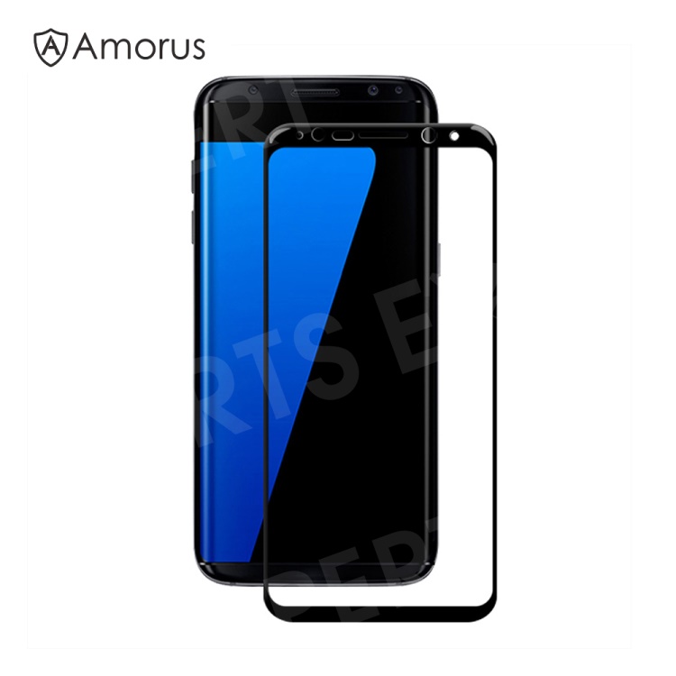 

AMORUS for Samsung Galaxy S8 Plus Silk Printing Tempered Glass Screen Protector Full Size - Black, Galaxy S8+