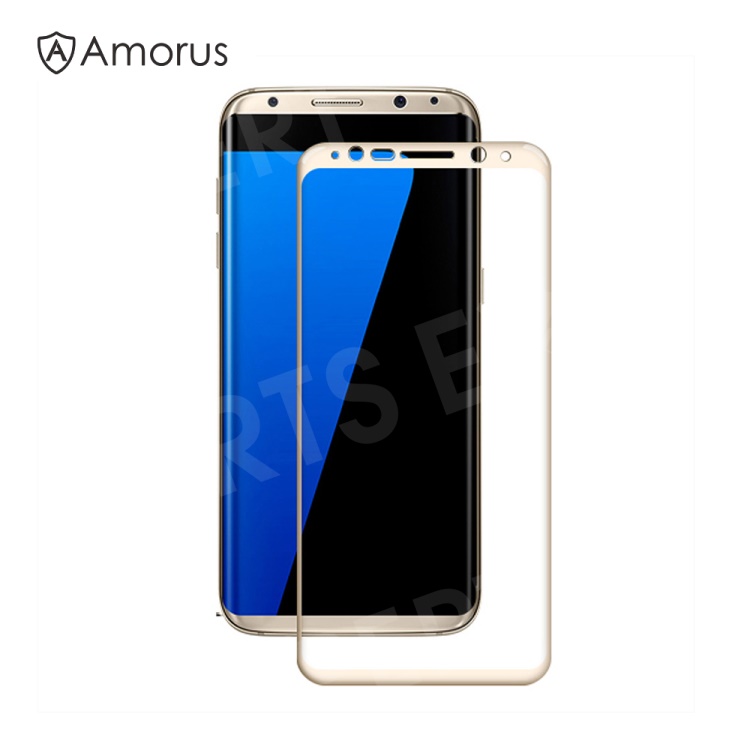 

AMORUS for Samsung Galaxy S8 Plus Silk Printing Mobile Tempered Glass Screen Protector Complete Cover - Gold, Galaxy S8+