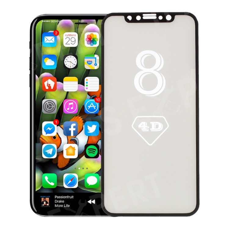 

4D Full Coverage Tempered Glass Screen Protector Film for iPhone 11 Pro 5.8" (2019)/ XS / X 5.8 inch - Black, iPhone X