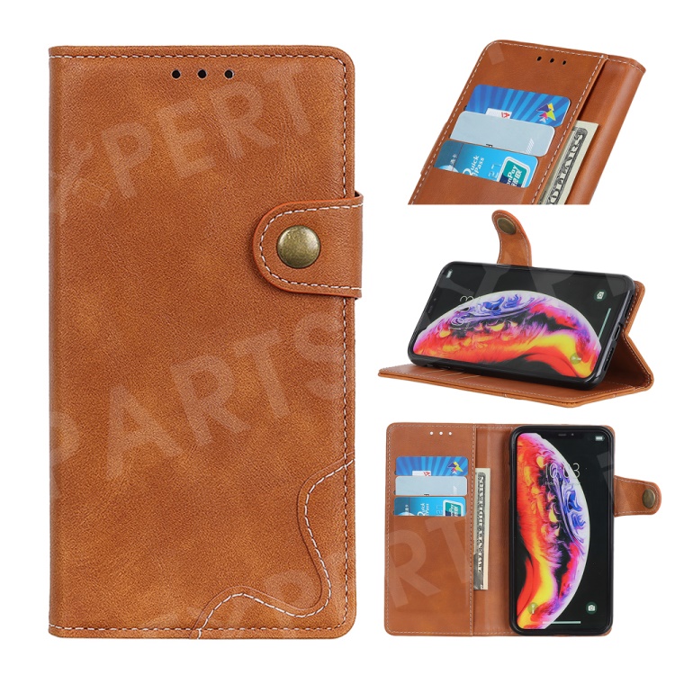 

S Shape Textured Stand Wallet Leather Cell Phone Cover for OnePlus 7 Pro - Brown, OnePlus 7 Pro