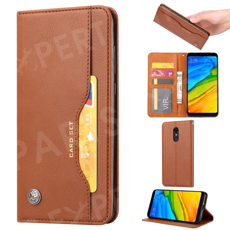 

Auto-absorbed Wallet Stand Flip Leather Case for OnePlus 7 Pro - Brown, OnePlus 7 Pro