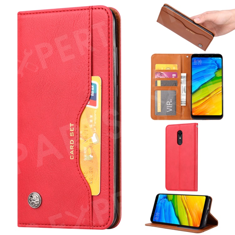 

Auto-absorbed Wallet Stand Flip Leather Case for OnePlus 7 Pro - Red, OnePlus 7 Pro