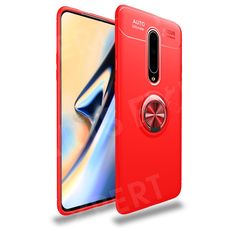 

LENUO Metal Ring Kickstand TPU Case for OnePlus 7 Pro Built-in Magnetic Metal Sheet - Red, OnePlus 7 Pro