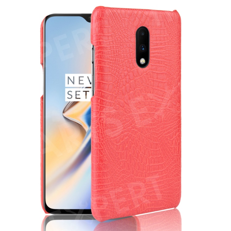 

Crocodile Skin PU Leather Coated PC Case for OnePlus 7 - Red, OnePlus 7