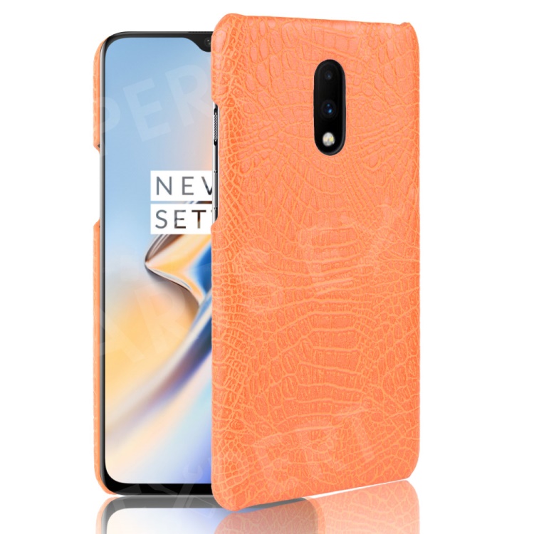 

Crocodile Skin PU Leather Coated PC Case for OnePlus 7 - Orange, OnePlus 7