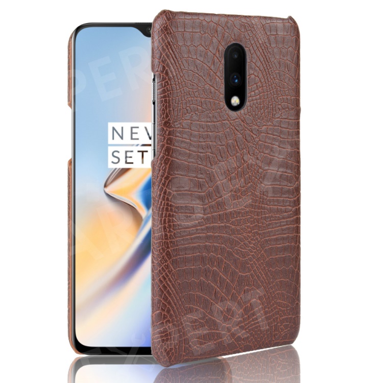 

Crocodile Skin PU Leather Coated PC Case for OnePlus 7 - Brown, OnePlus 7