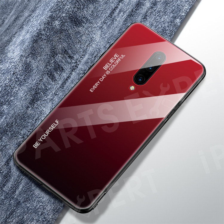 

Anti-fingerprint Gradient Color Tempered Glass + PC + TPU Hybrid Case for OnePlus 7 Pro - Red / Black, OnePlus 7 Pro