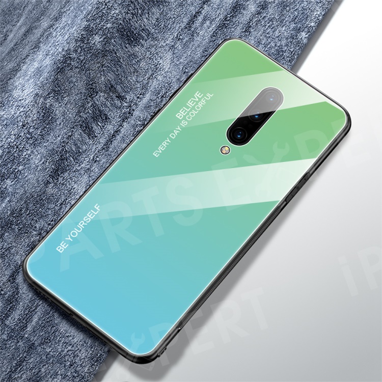 

Anti-fingerprint Gradient Color Tempered Glass + PC + TPU Hybrid Case for OnePlus 7 Pro - Green / Blue, OnePlus 7 Pro