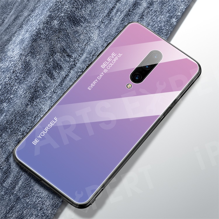 

Anti-fingerprint Gradient Color Tempered Glass + PC + TPU Hybrid Case for OnePlus 7 Pro - Pink / Blue, OnePlus 7 Pro