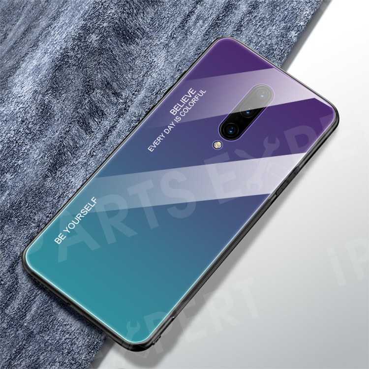 

Anti-fingerprint Gradient Color Tempered Glass + PC + TPU Hybrid Case for OnePlus 7 Pro - Purple / Blue, OnePlus 7 Pro