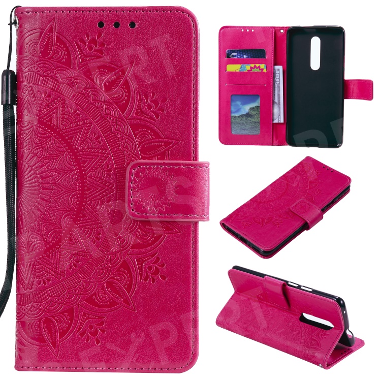 

Imprint Flower Leather Wallet Case for OnePlus 7 Pro - Rose, OnePlus 7 Pro