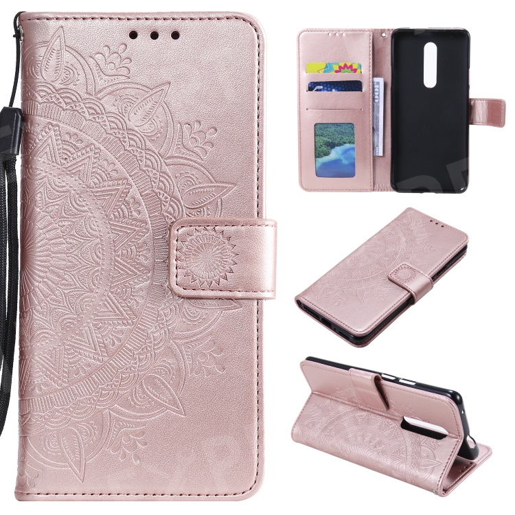 

Imprint Flower Leather Wallet Case for OnePlus 7 Pro - Rose Gold, OnePlus 7 Pro