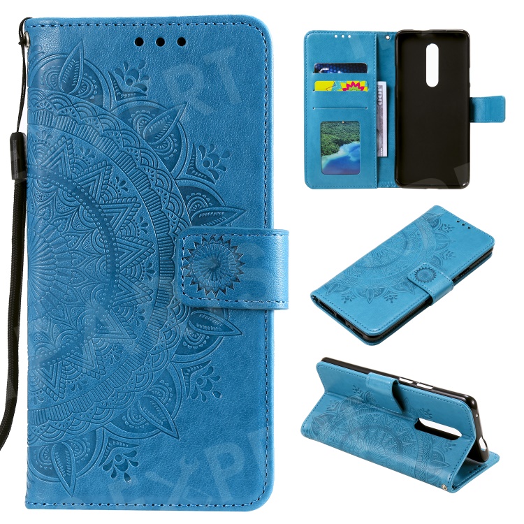 

Imprint Flower Leather Wallet Case for OnePlus 7 Pro - Blue, OnePlus 7 Pro