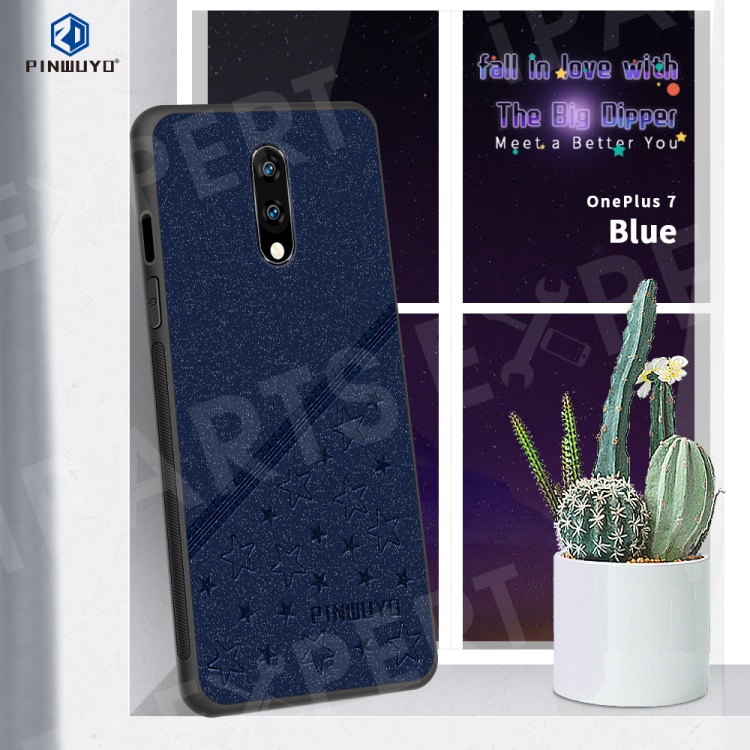 

PINWUYO Lucky Star Series Shock-proof PU Leather Coated PC + TPU Hybrid Phone Case for OnePlus 7 - Dark Blue, OnePlus 7