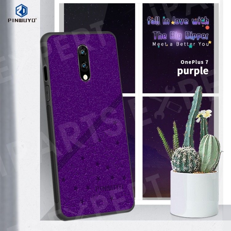 

PINWUYO Lucky Star Series Shock-proof PU Leather Coated PC + TPU Hybrid Phone Case for OnePlus 7 - Purple, OnePlus 7