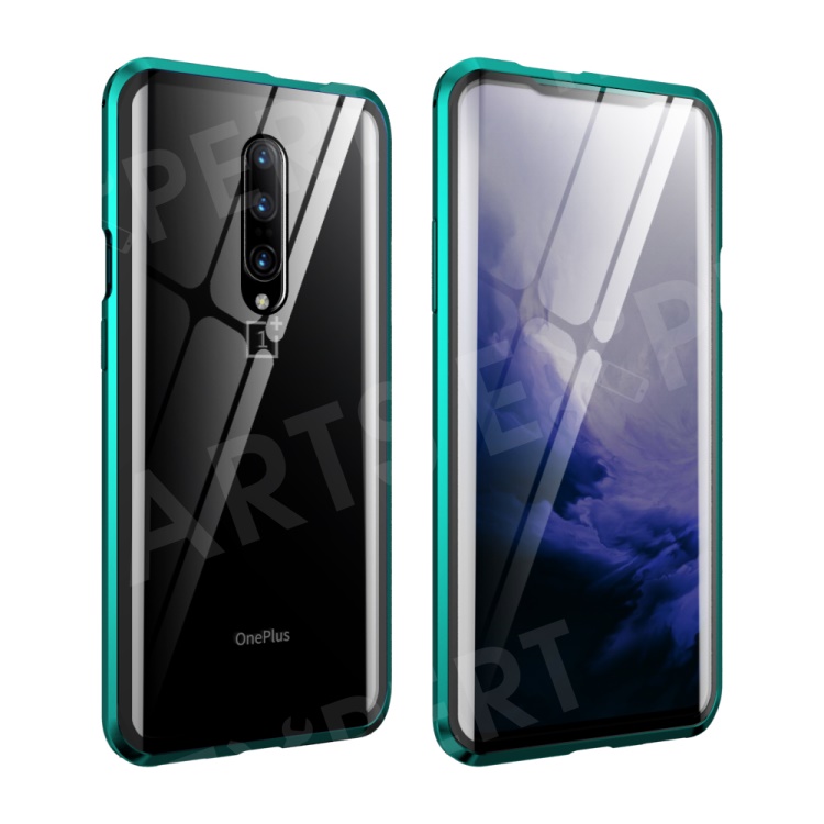 

360 Degree Protection Magnetic Metal+Tempered Glass Phone Cover for OnePlus 7 Pro - Cyan, OnePlus 7 Pro