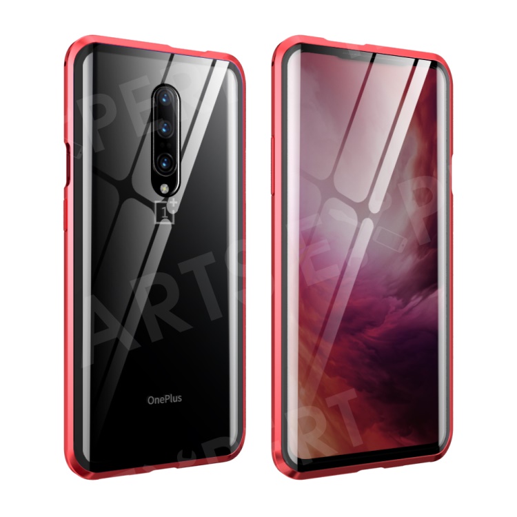 

360 Degree Protection Magnetic Metal+Tempered Glass Phone Cover for OnePlus 7 Pro - Red, OnePlus 7 Pro