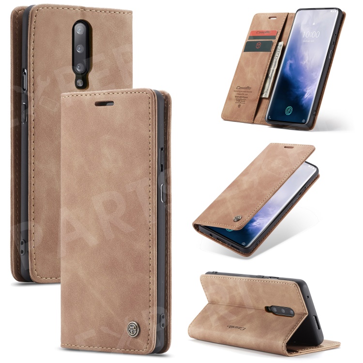 

CASEME 013 Series for OnePlus 7 Pro Auto-absorbed Wallet Stand PU Leather Phone Cover - Brown, OnePlus 7 Pro