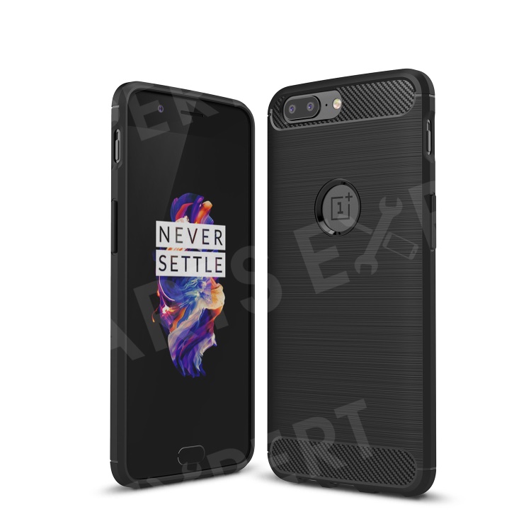 

Carbon Fiber Texture Brushed TPU Back Case for OnePlus 5 - Black, OnePlus 5