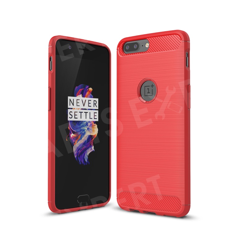 

Carbon Fiber Texture Brushed TPU Mobile Phone Shell for OnePlus 5 - Red, OnePlus 5