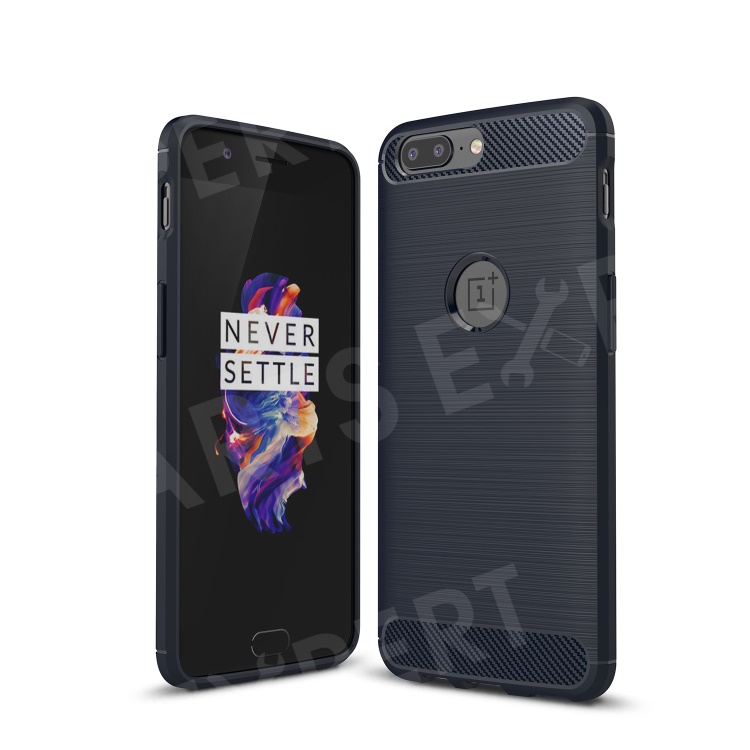 

Carbon Fiber Texture Brushed TPU Protection Mobile Casing for OnePlus 5 - Dark Blue, OnePlus 5