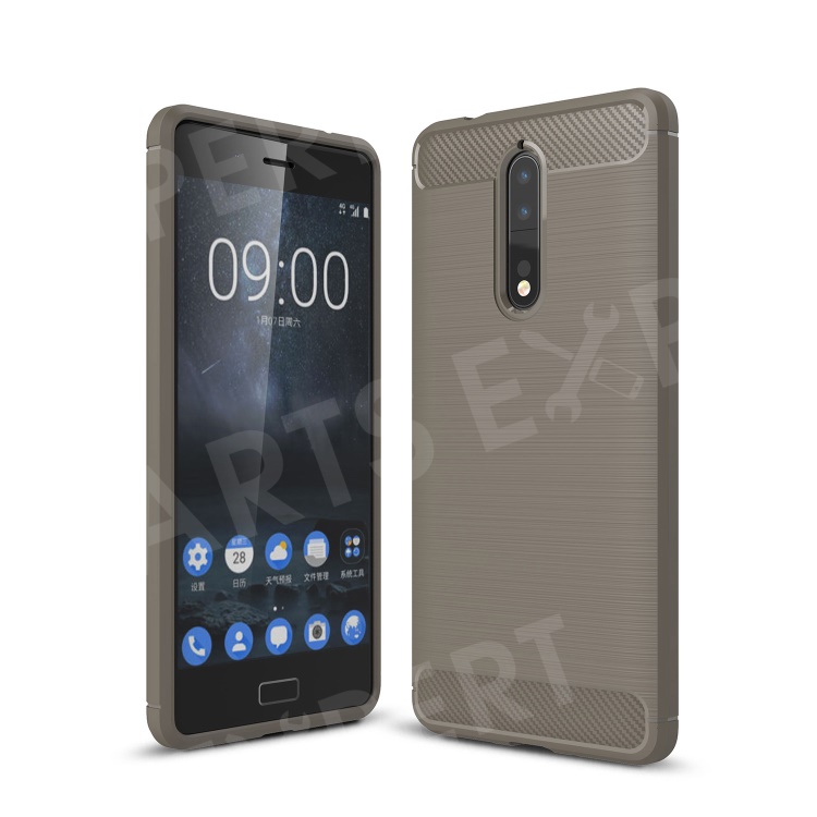 

Carbon Fiber Texture Brushed TPU Mobile Phone Cover for Nokia 8 - Grey, Nokia 8
