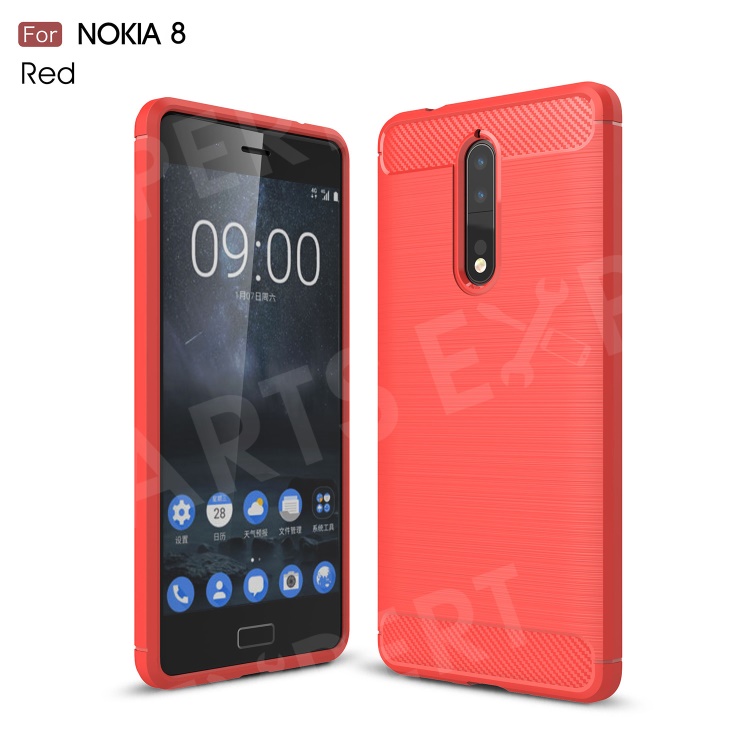 

Carbon Fiber Texture Brushed TPU Mobile Phone Shell for Nokia 8 - Red, Nokia 8