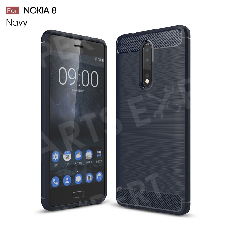 

Carbon Fiber Texture Brushed TPU Back Casing for Nokia 8 - Dark Blue, Nokia 8