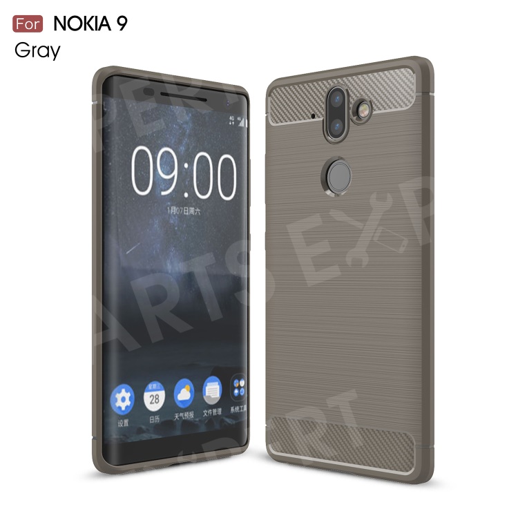 

Carbon Fiber Texture Brushed TPU Back Phone Cover for Nokia 8 Sirocco - Grey, Nokia 8 Sirocco