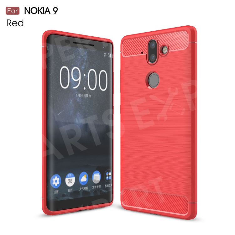 

Carbon Fiber Texture Brushed TPU Case Accessory for Nokia 8 Sirocco - Red, Nokia 8 Sirocco