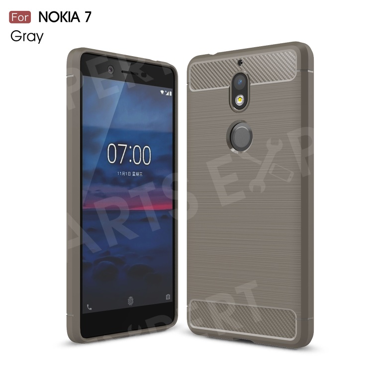 

Carbon Fibre Brushed TPU Back Case for Nokia 7 - Grey, Nokia 7