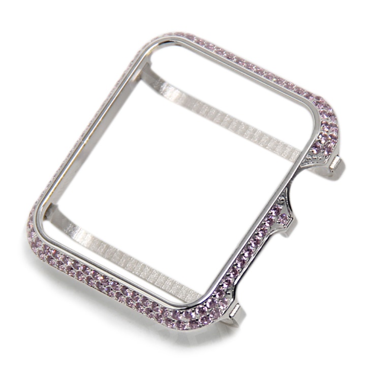 

Luxury Diamond Decor Watch Protective Frame Case for Apple Watch Series 3/2/1 42mm - Silver / Pink, Apple Watch Series 3 42mm