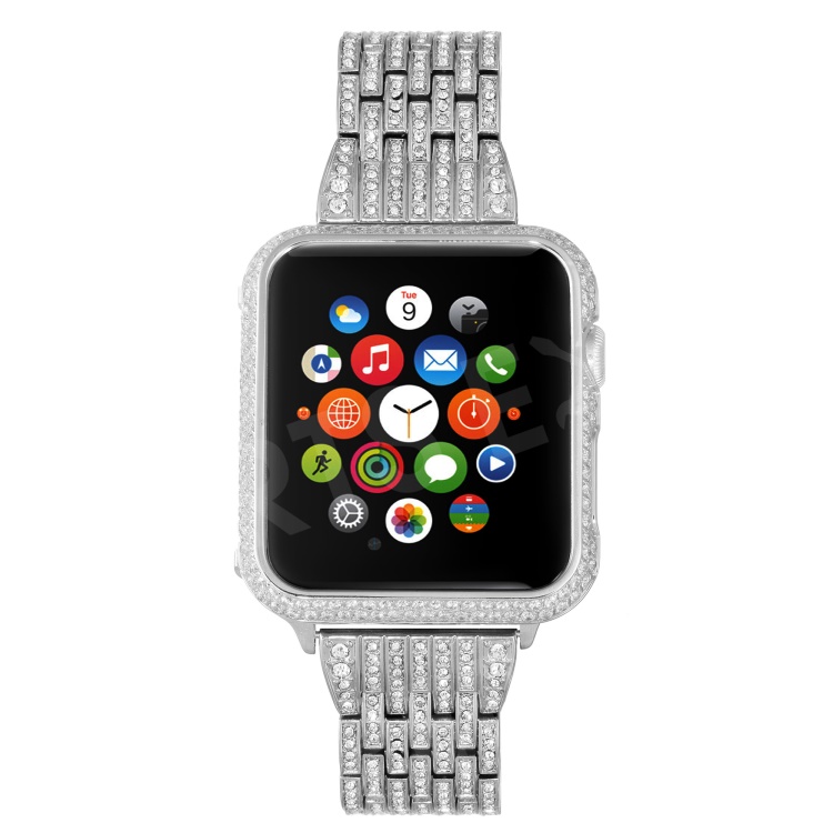 

Metal Rhinestone Decor Watchband + Protective Cover for Apple Watch Series 5 4 40mm / Series 3 2 1 38mm - Silver Color, Apple Watch Series 5 40mm