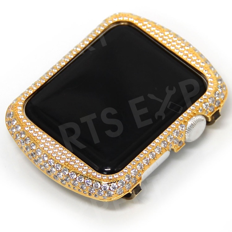 

Bling Rhinestone Decorated Metal Protective Casing for Apple Watch Series 3/2/1 38mm - Gold, Apple Watch Series 3 38mm