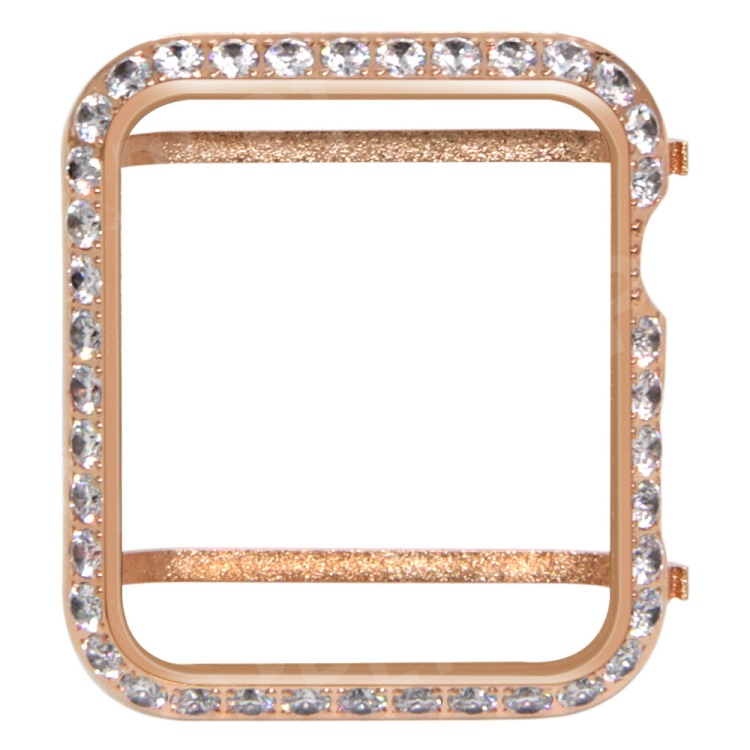 

Shiny One-row Rhinestone Decorated Metal Protective Cover for Apple Watch Series 3/2/1 38mm - Rose Gold, Apple Watch Series 3 38mm